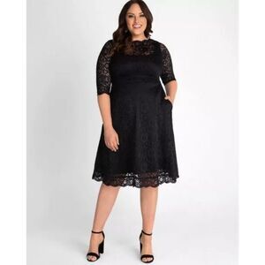 KIYONNA Stretch Black Lace Midi Dress, NWT! Size 5